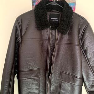 Faux leather borg collar jacket